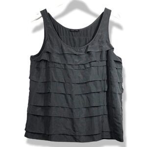 Eileen Fisher top no sleeves lot of ruffles,silk